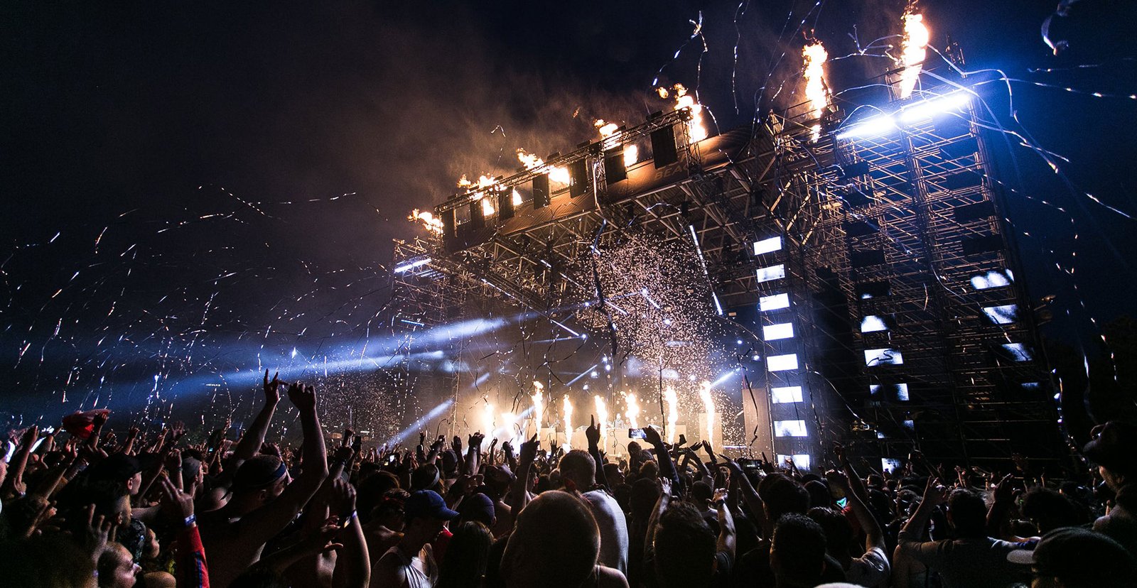 Live concert stage and audience
